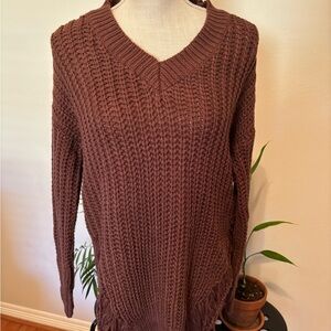 Fashion Nova Chocolate V-Neck Sweater